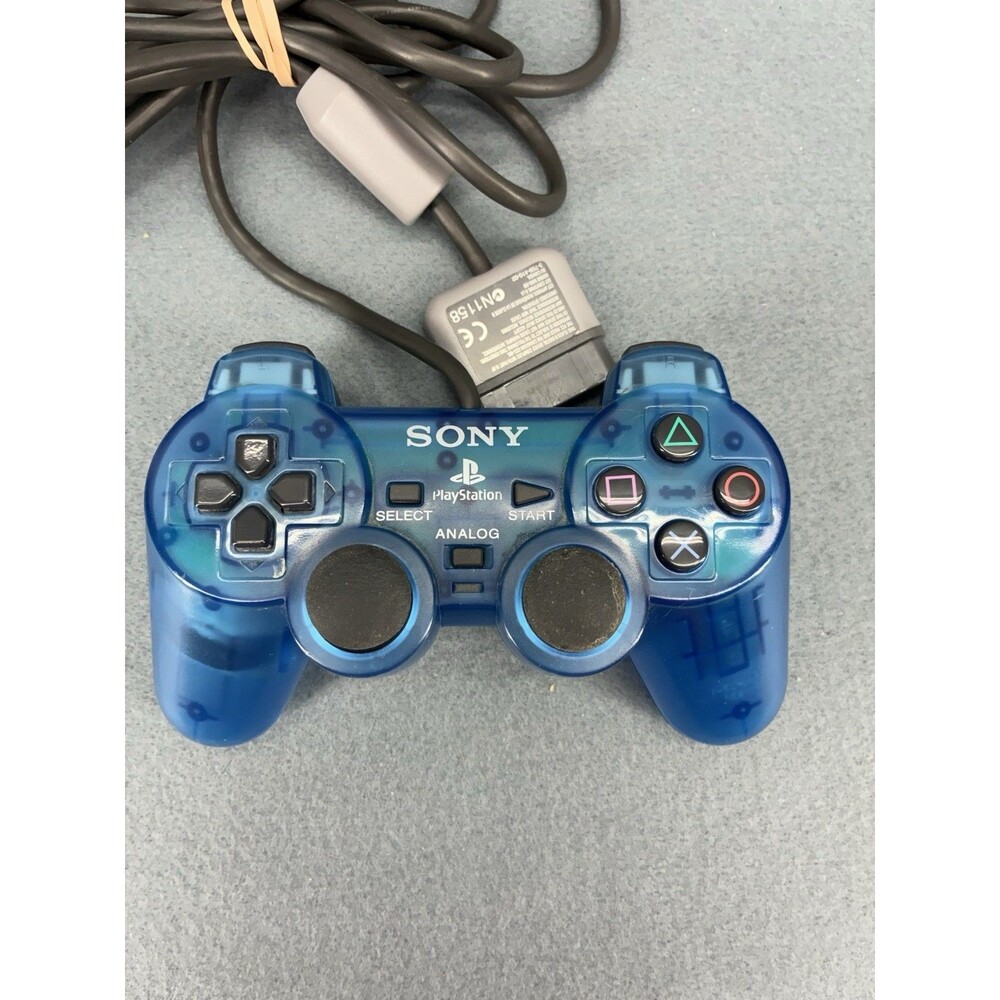 Sony Playstation 1 PS1 Controller OEM SCPH-1200 Clear Blue Dual Shock